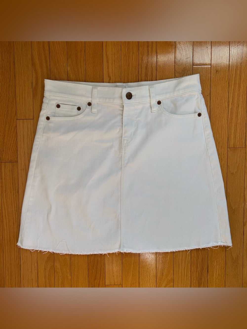 J. Crew White denim mini skirt